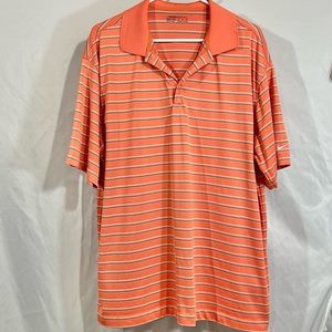 Nike Golf Fit Dry Mens XL Vented Short Sleeve Polo Shirt Orange Strip